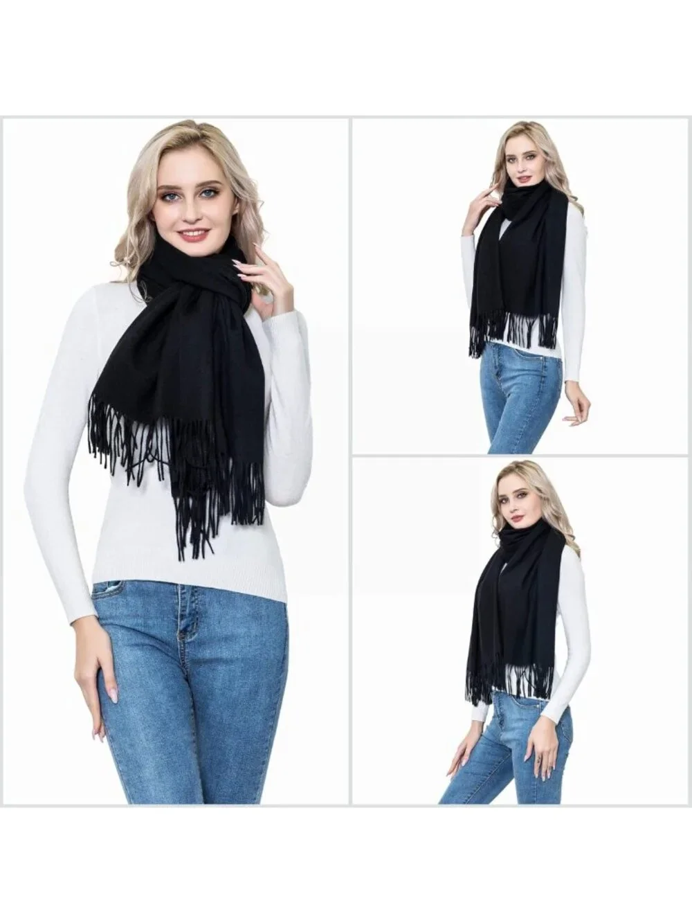 Super Soft Wool Pashmina Scarf Shawl - Warm Wrap for Women, Evening & Travel